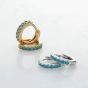 Scream Pretty Huggie Hoop Earrings With Turquoise Stones - Gold SPESGS133