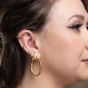 Scream Pretty Gold Black Stone Single Flat Back Earring - Gold