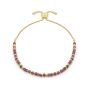 Boho Betty Mystical Pink Tourmaline Gold Slider Bracelet. Item code BRWMPTGDVB.