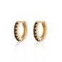 Scream Pretty Huggie Hoop Earrings With Black Stones - Gold SPESGS52-PV