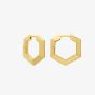 Rachel Jackson Mini Bevelled Hexagon Hoop Earrings Gold