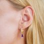 Georgini Wisteria Duo Pear Amethyst and Zirconia Gold Earrings. Item code IE1216GA.