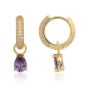 Georgini Wisteria Duo Pear Amethyst and Zirconia Gold Earrings. Item code IE1216GA.