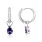 Georgini Wisteria Duo Pear Amethyst and Zirconia Silver Earrings. Item code IE1216WA.
