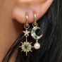 Amelia Scott Luna Mismatch Moon and Star Huggie Earrings in Emerald Zirconia Gold