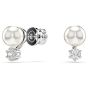 Swarovski Matrix Crystal Pearl Earrings - White with Rhodium Plating 5694225