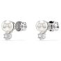 Swarovski Matrix Crystal Pearl Earrings - White with Rhodium Plating 5694225