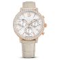 Swarovski Matrix Tennis Chrono Watch - Leather Strap Beige Rose Gold Tone - 5702849
