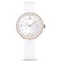 Swarovski Matrix Tennis Watch - Leather Strap White Champagne Gold Tone Finish - 5710103