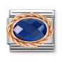 Nomination Classic Faceted Dark Blue Cubic Zirconia Charm - Rose Gold Twist Setting