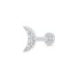 Scream Pretty Sparkling Moon Single Flat Back Earring - Silver