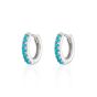 Scream Pretty Huggie Hoop Earrings With Turquoise Stones - Silver SPESSS133