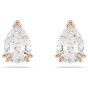Swarovski Stilla Stud Earrings Pear Cut - White with Rose Gold Tone Plating - 5734248