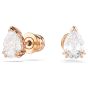 Swarovski Stilla Stud Earrings Pear Cut - White with Rose Gold Tone Plating - 5734248