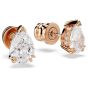Swarovski Stilla Stud Earrings Pear Cut - White with Rose Gold Tone Plating - 5734248
