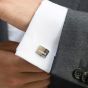 Ivory & Co Usher Rhodium Crystal Engraved Cufflinks