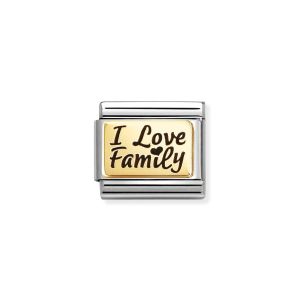 Nomination Classic Gold and Enamel Writing I Love Family Charm