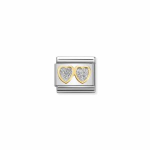 Nomination  Classic Silver Glitter Double Hearts Steel and 18k Gold 030220_01