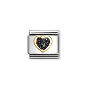 Nomination Classic Glitter Charm Gold with Enamel and Black Heart - 030220_10