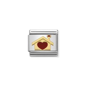 Nomination Classic Gold and Enamel Home with Heart Charm. Item code 030283/07.
