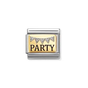 Nomination Classic Gold Glitter Bunting Party Charm. Item code 030289/09