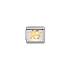 Nomination Classic Number 18 Charm - 18k Gold - 030109/34