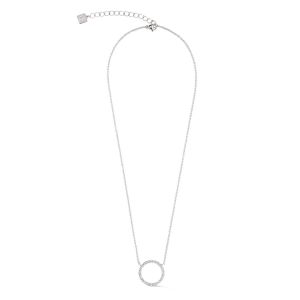 Coeur De Lion Sparkling Circle Necklace - Silver Crystal - 2057101817