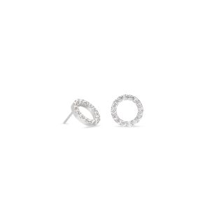 Coeur De Lion Sparkling Circle Earrings - Silver Crystal - 2057211817