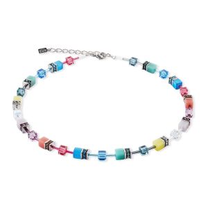Coeur De Lion GeoCUBE Necklace - Multicolour Magic Silver - 2838101517