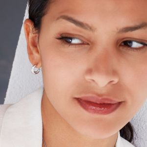 Kit Heath Bevel Cirque Zirconia Semi-Hoop Stud Earrings 
3151CZ