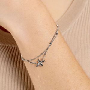 Clogau Honey Bee Silver Double Chain Bracelet - 3SHNB0134