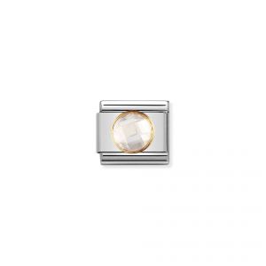 NOMINATION COMPOSABLE Classic links in stainless steel with 18k gold and round Cubic Zirconia White 030605_010
