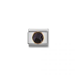 NOMINATION COMPOSABLE Classic links in stainless steel with 18k gold and round Cubic Zirconia Black 030605_011
