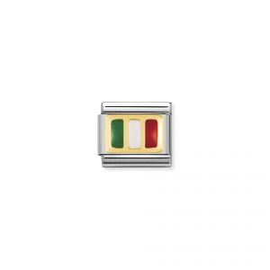 NOMINATION COMPOSABLE Classic EUROPE FLAG in stainless steel with enamel and 18k gold ITALY