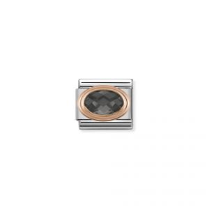 NOMINATION Composable Classic FACETED CZ in stainless steel with 9K rose gold Black 430601_011