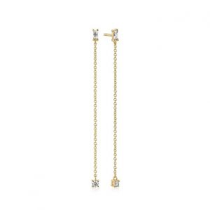 Sif Jakobs Princess Baguette Piccolo Lungo Earrings - 18k Gold Plated SJ-E1075-CZ-YG