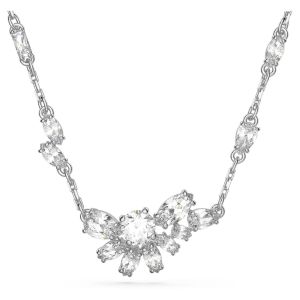 Swarovski Gema Flower Necklace - White with Rhodium Plating 5644683