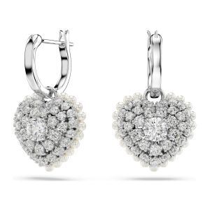 Swarovski Hyperbola Heart Drop Earrings - Rhodium Plated 5684384