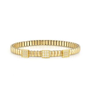 Nomination Extension Style Bracelet - Stainless Steel Yellow Gold Zirconia Squares 046015_056