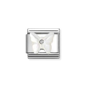 Nomination Classic Silver White Mother of Pearl Butterfly Charm