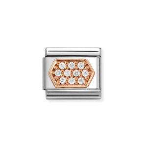Nomination Classic Rose Gold and Zirconia Hexagon Charm. Item code 430312/03