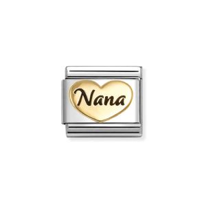 Nomination Classic Enamel and 18k Gold Charm - Nana Heart 030285/83