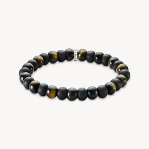 Thomas Sabo Bracelet with Obsidian and Tiger's Eye Beads 9mm - A2196-806-11