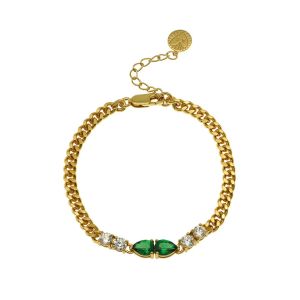 Amelia Scott Sofia Teardrop Bracelet Emerald Green and Gold