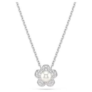 Ariana Grande x Swarovski Pendant Round Cut Flower - White with Rhodium Plating - 5755817