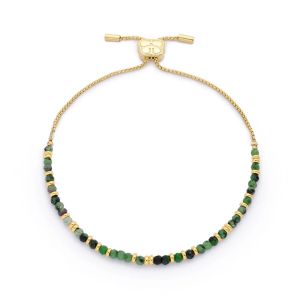 Boho Betty Mystical Gold Ruby Zoisite Gemstone Slider Bracelet. Item code BRRUZOGLD.