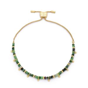 Boho Betty Harmony Gold and Ruby Zoisite Gemstone Slider Bracelet. Item code BRRUZOGLD2.