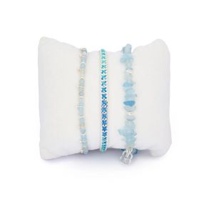 Boho Betty Harmony Aquamarine Silver Slider Bracelet. Item code BRWLAQSLVB.