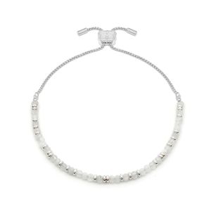 Boho Betty Mystical Rainbow Moonstone Silver Slider Bracelet. Item code BRWMRMSLVB.