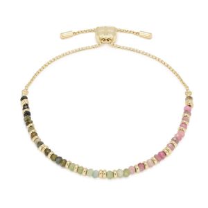 Boho Betty Mystical Tourmaline Gold Gemstone Slider Bracelet. Item code BRWMTOGLD.